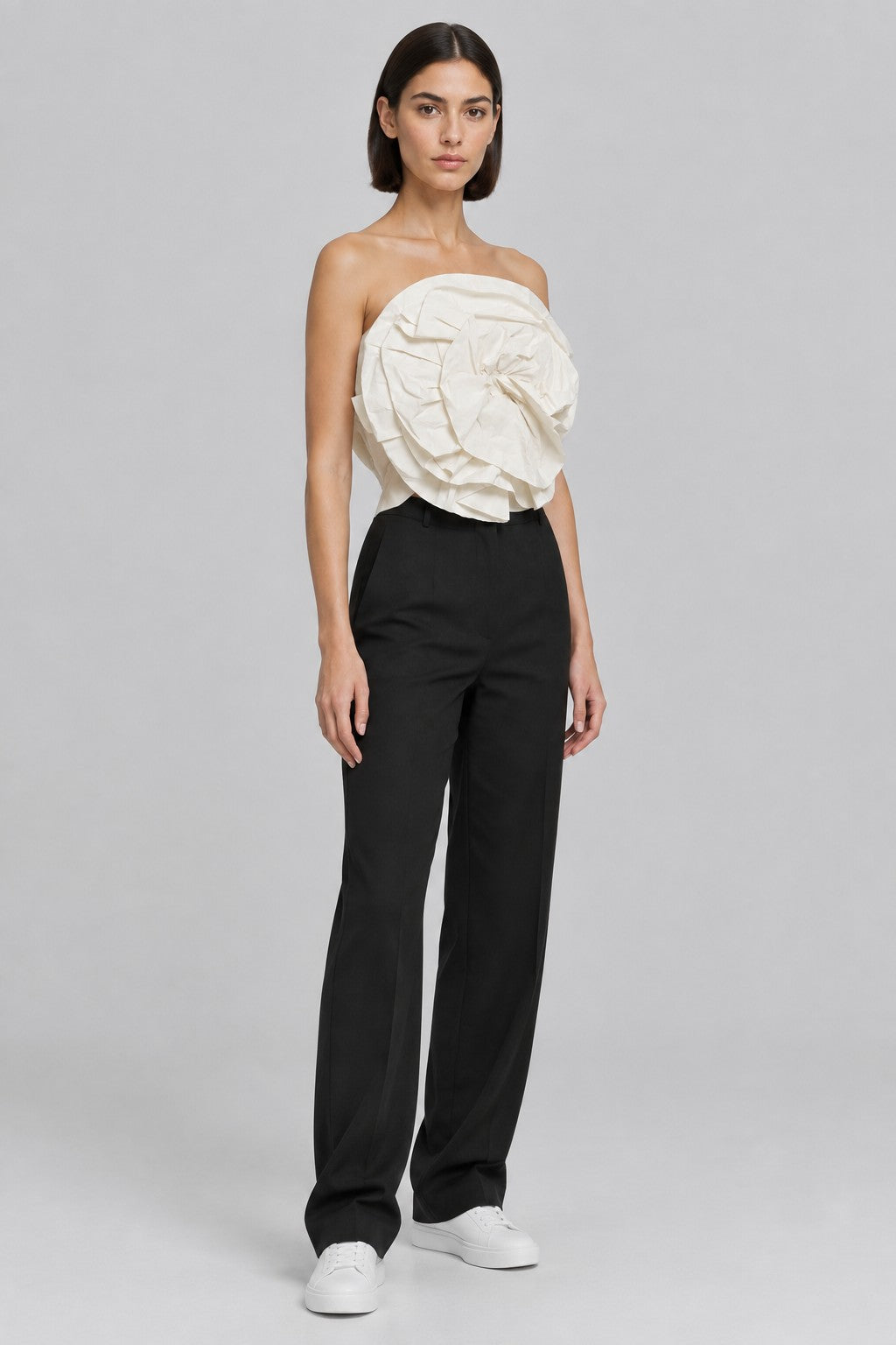 H&M Damen Tube Top Weiß Größe S
