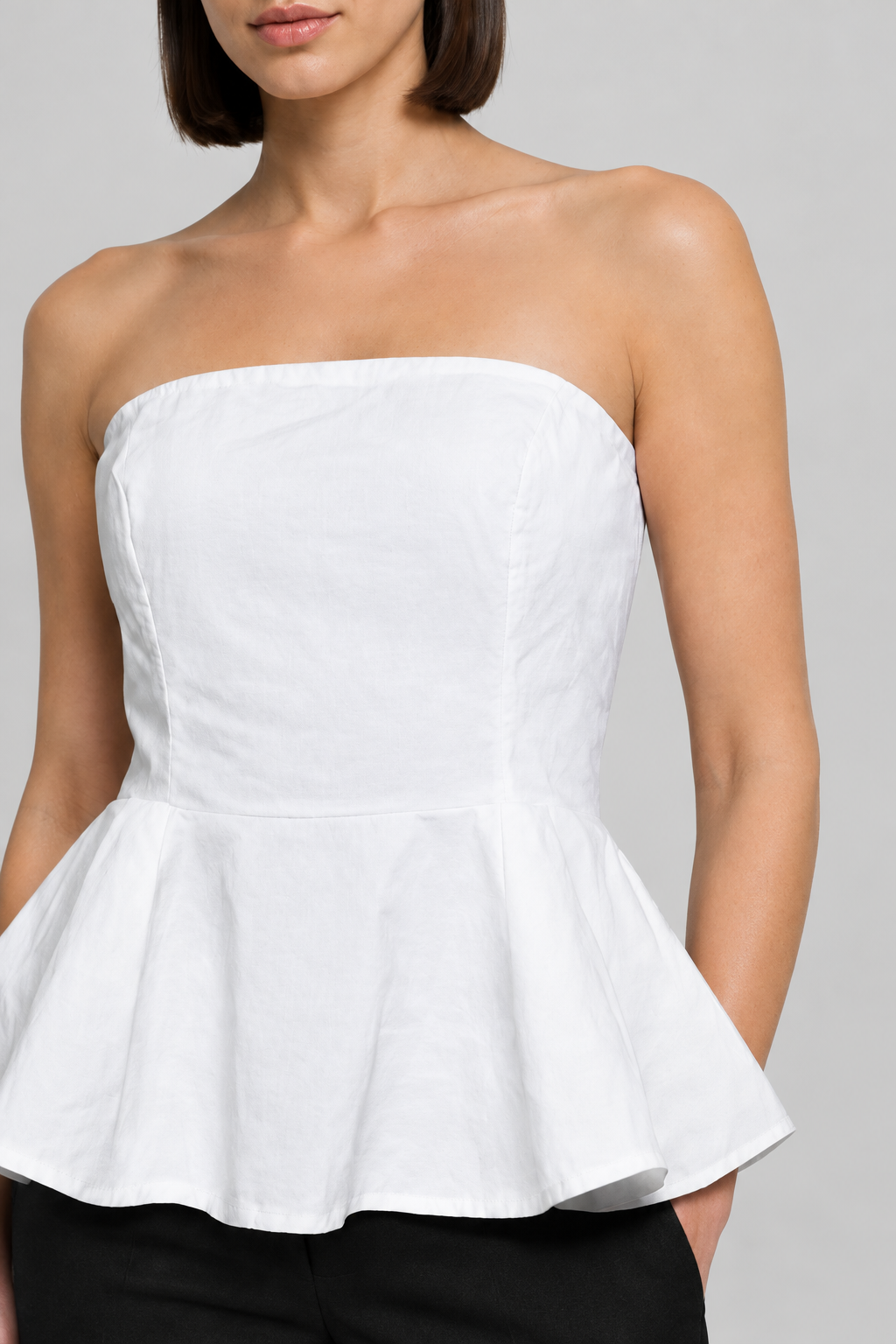 H&M Damen Tube Top Weiß Größe XL