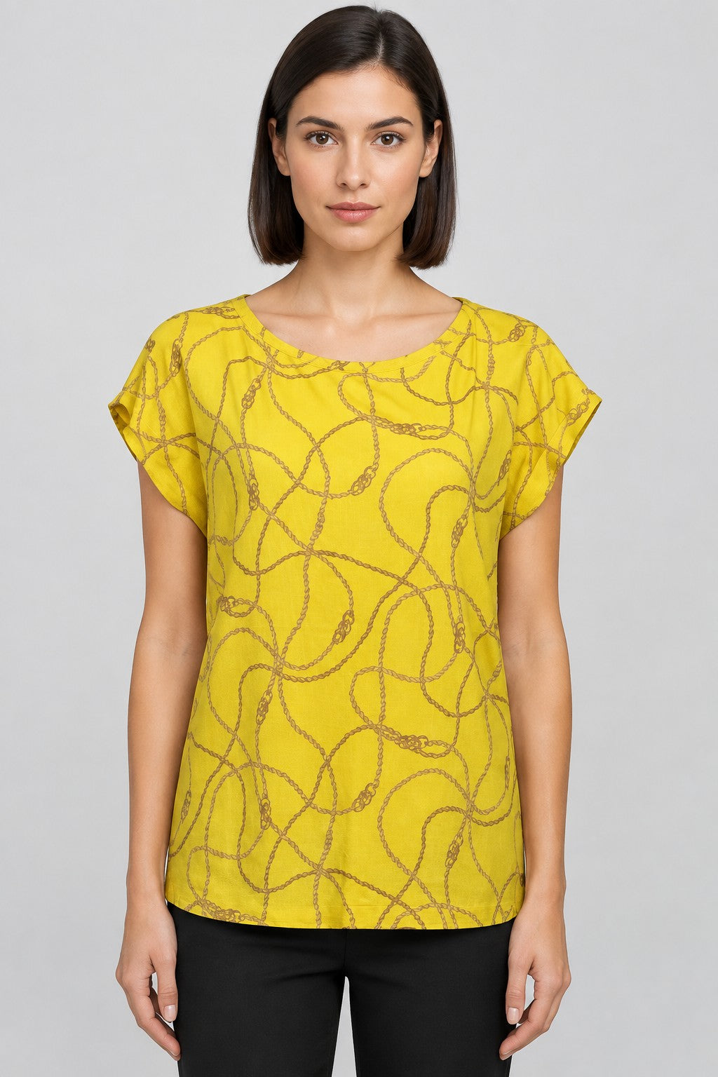 Lauren Ralph Lauren Damen Top Gelb Braun Größe M
