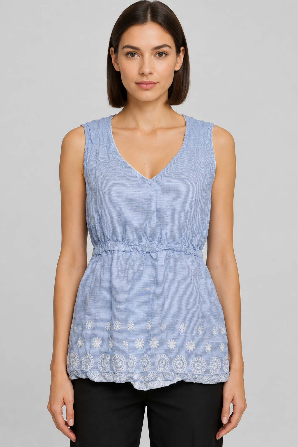 LTB Damen Top Blau Weiß Größe M