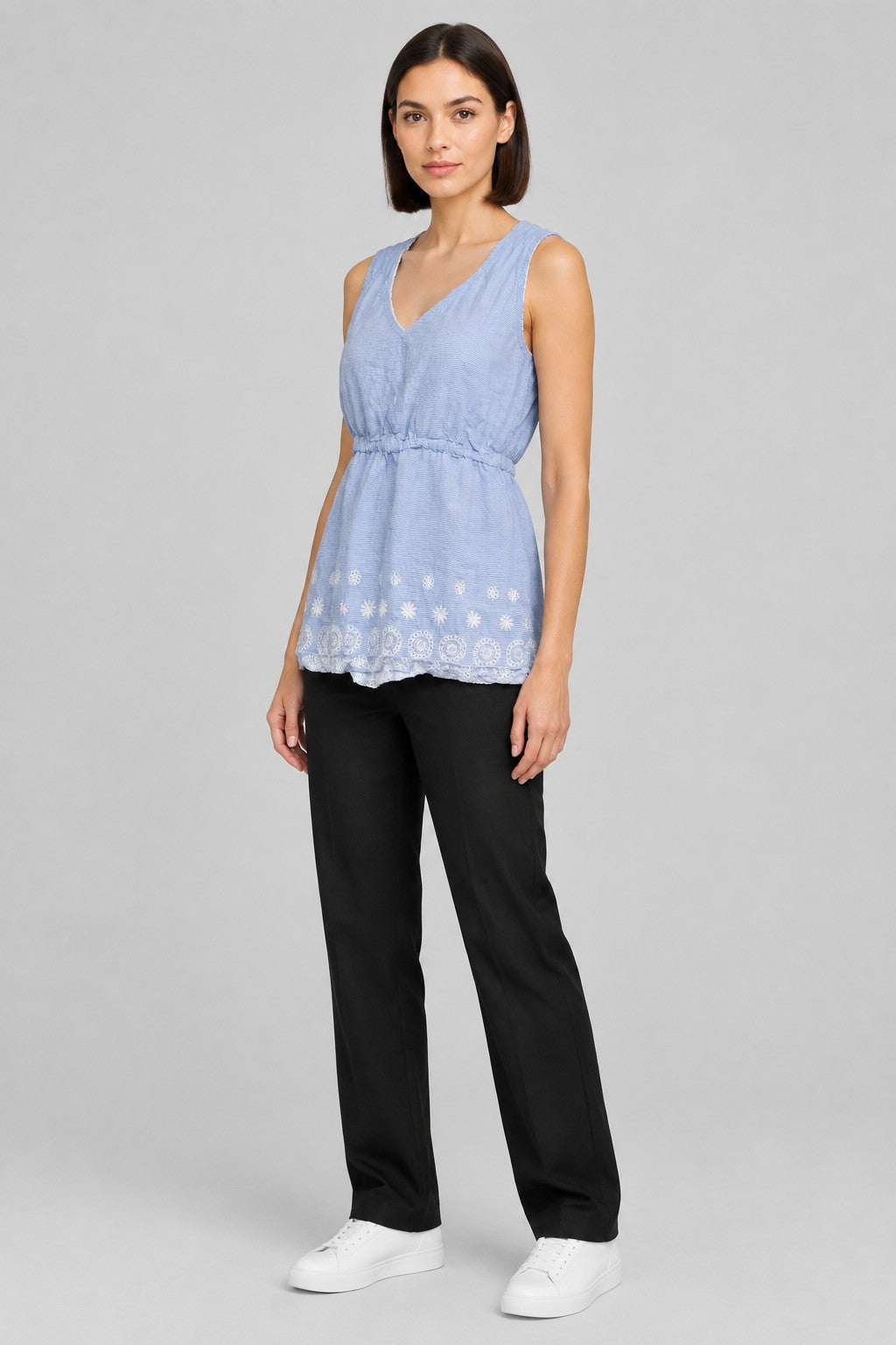 LTB Damen Top Blau Weiß Größe M