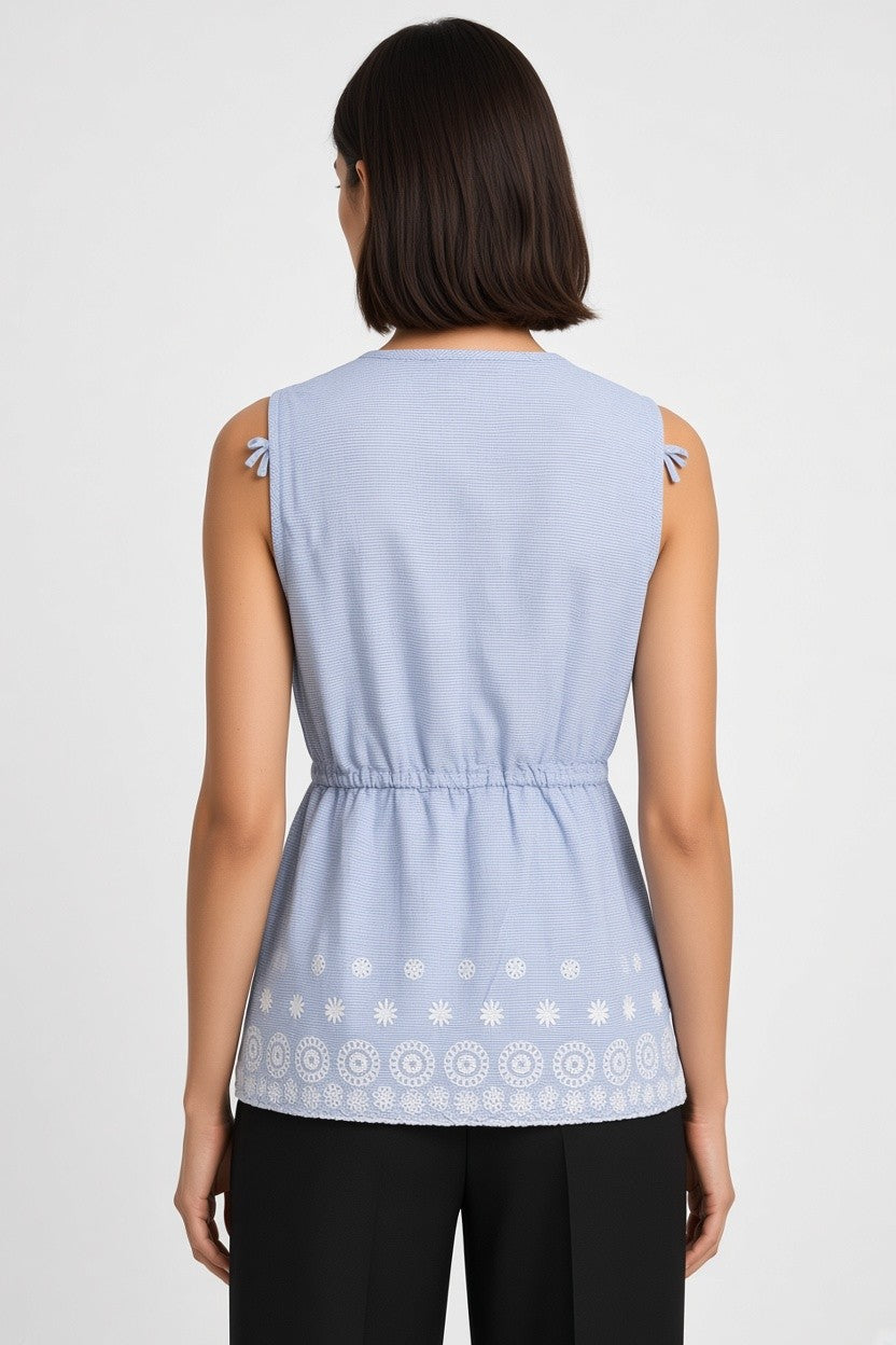 LTB Damen Top Blau Weiß Größe M