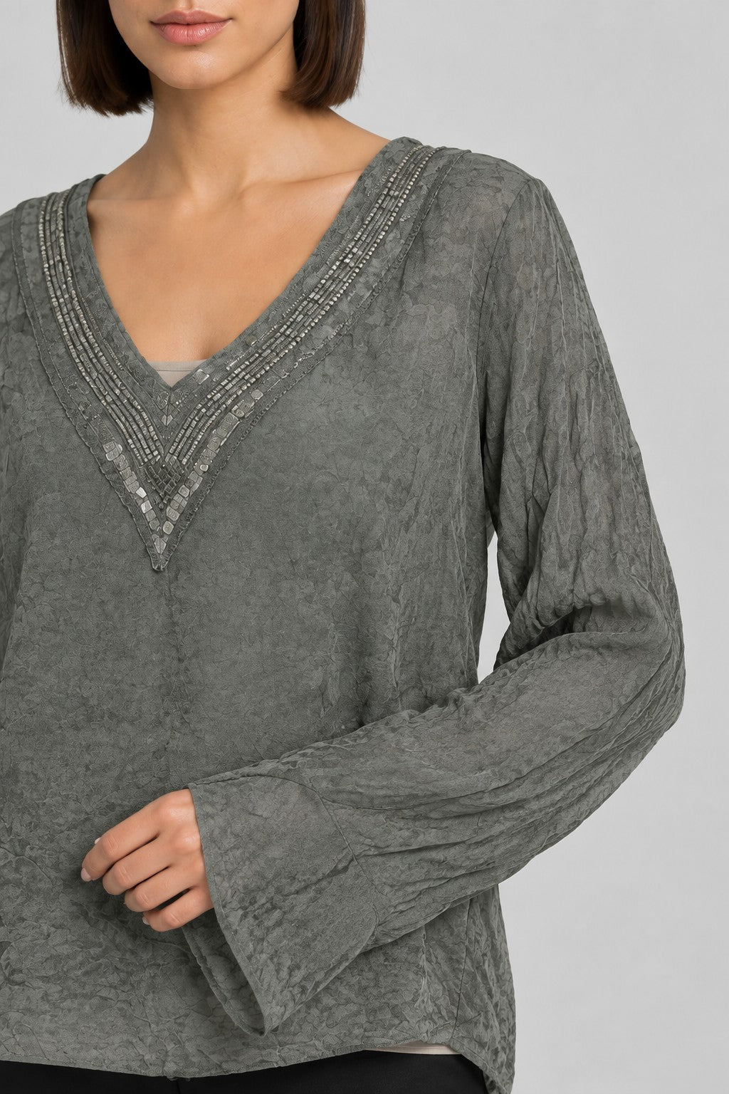 Made in Italy Damen Top Grau Größe L/XL