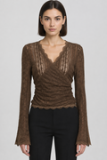 Shein Damen Wickeltop Braun Größe XL