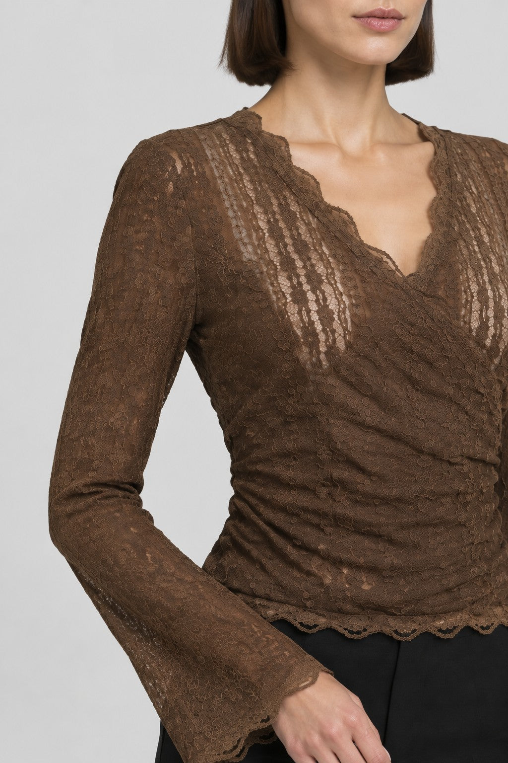 Shein Damen Wickeltop Braun Größe XL