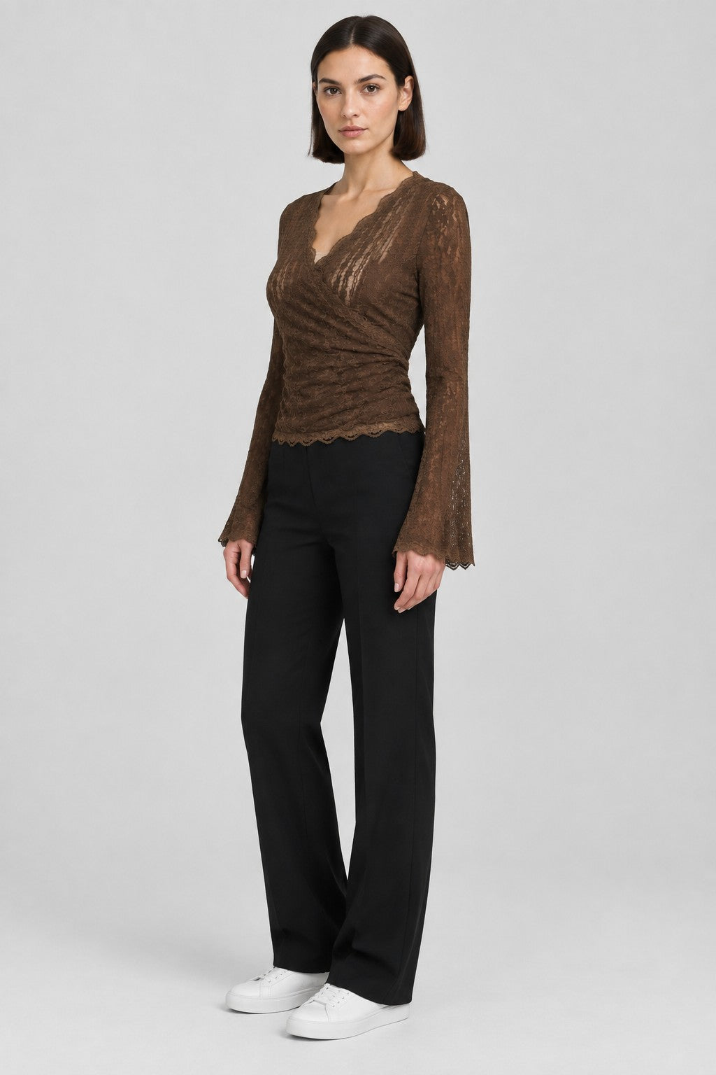 Shein Damen Wickeltop Braun Größe XL