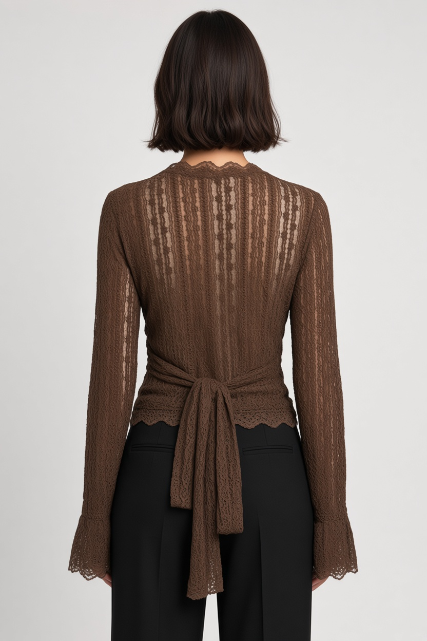 Shein Damen Wickeltop Braun Größe XL