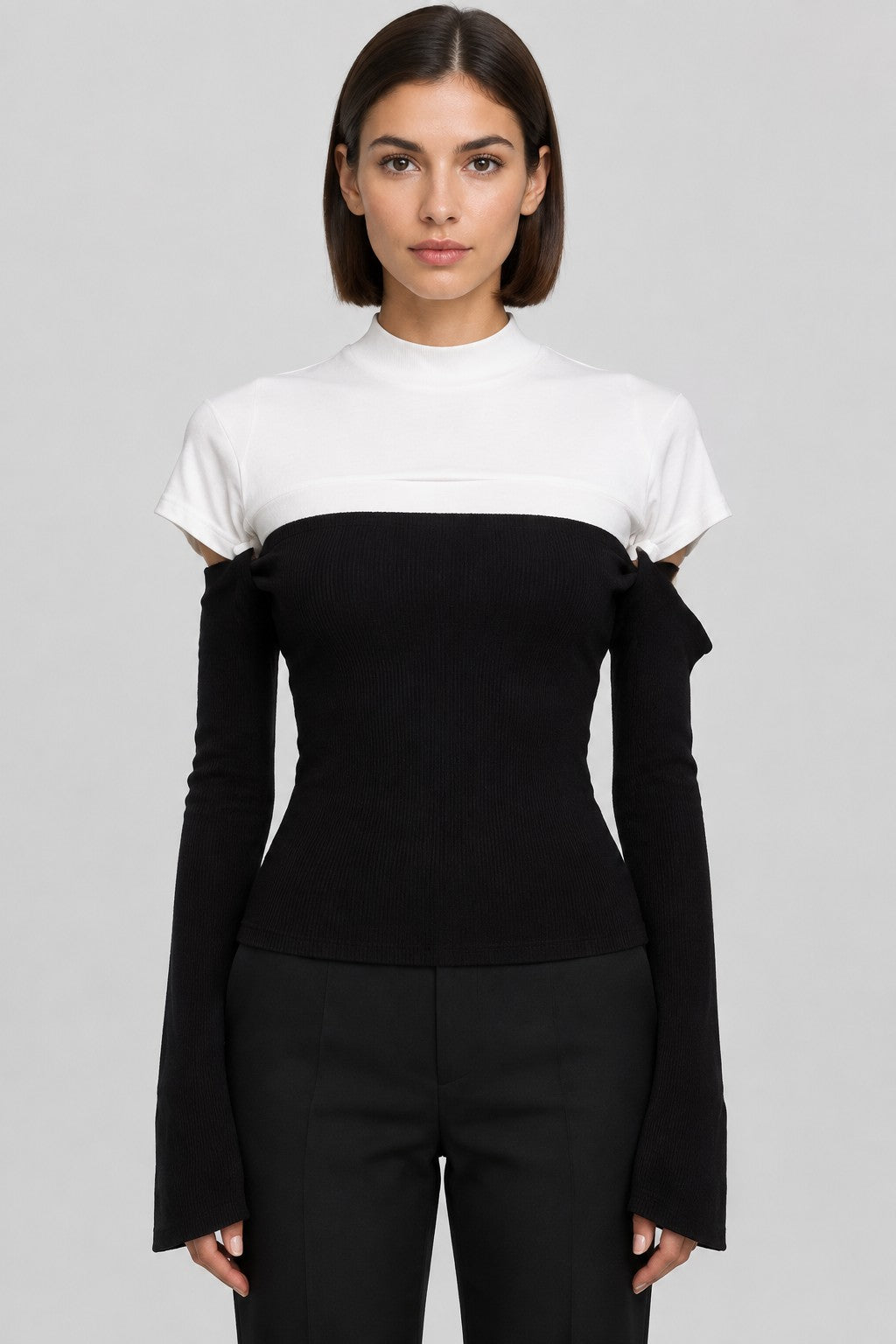 Zara Damen Top Schwarz Weiß Größe L