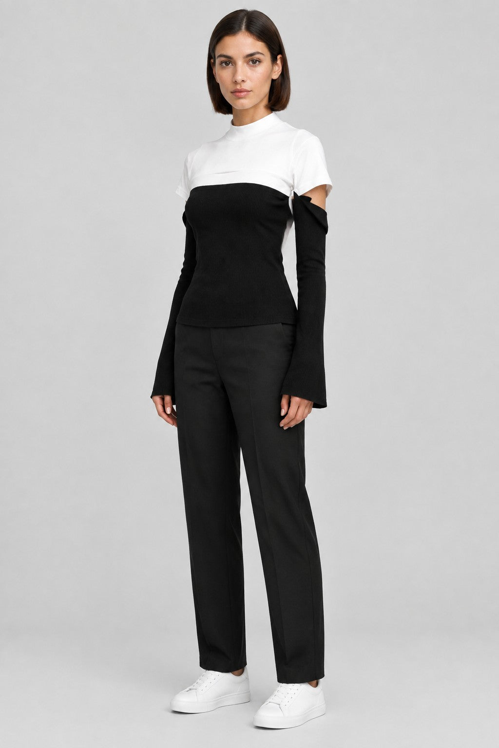 Zara Damen Top Schwarz Weiß Größe L
