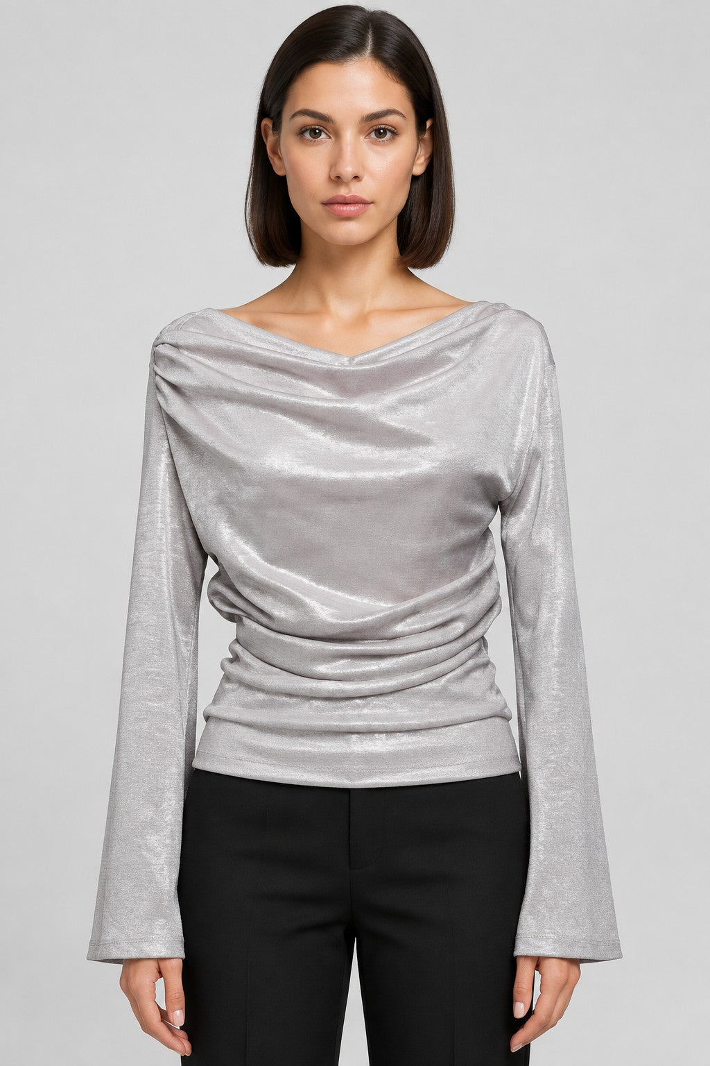 Zara Damen Top Silber Größe L
