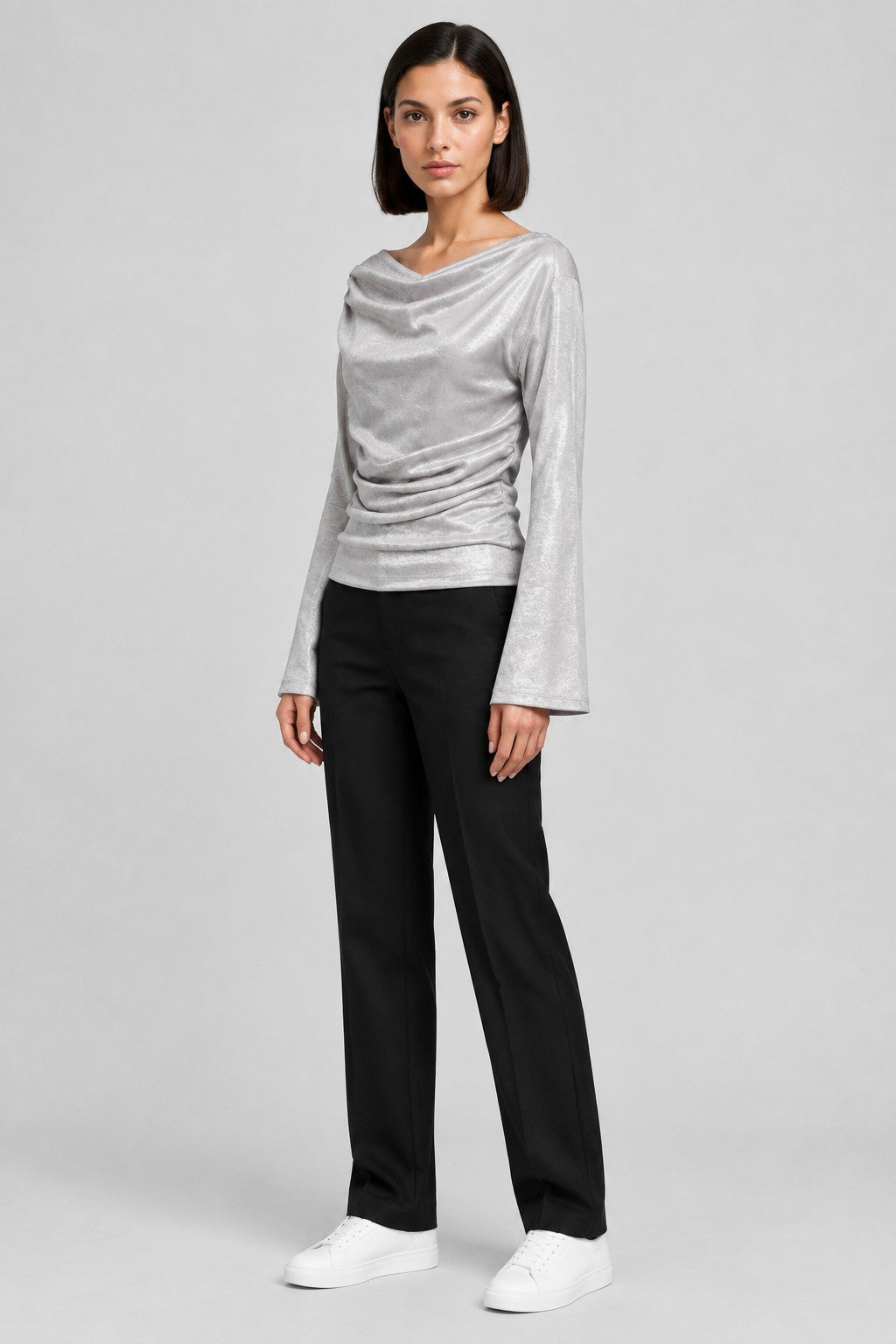 Zara Damen Top Silber Größe L
