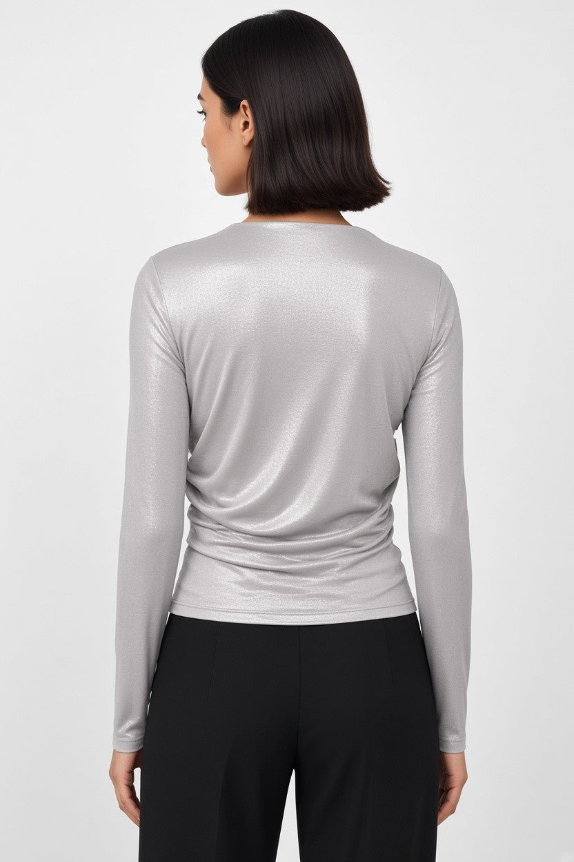 Zara Damen Top Silber Größe L