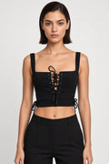 Defi Damen Crop Top Schwarz Größe XS/S