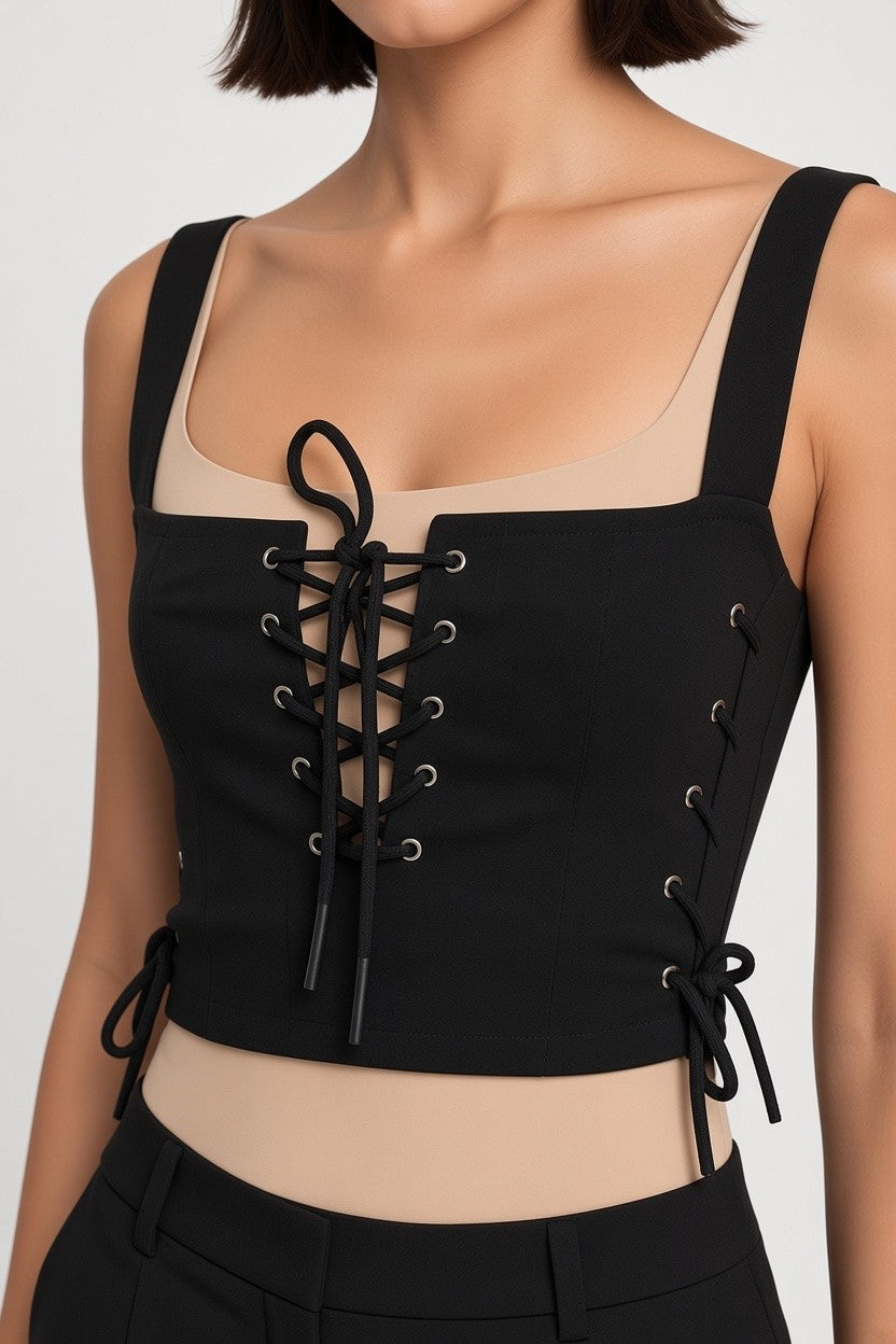 Defi Damen Crop Top Schwarz Größe XS/S