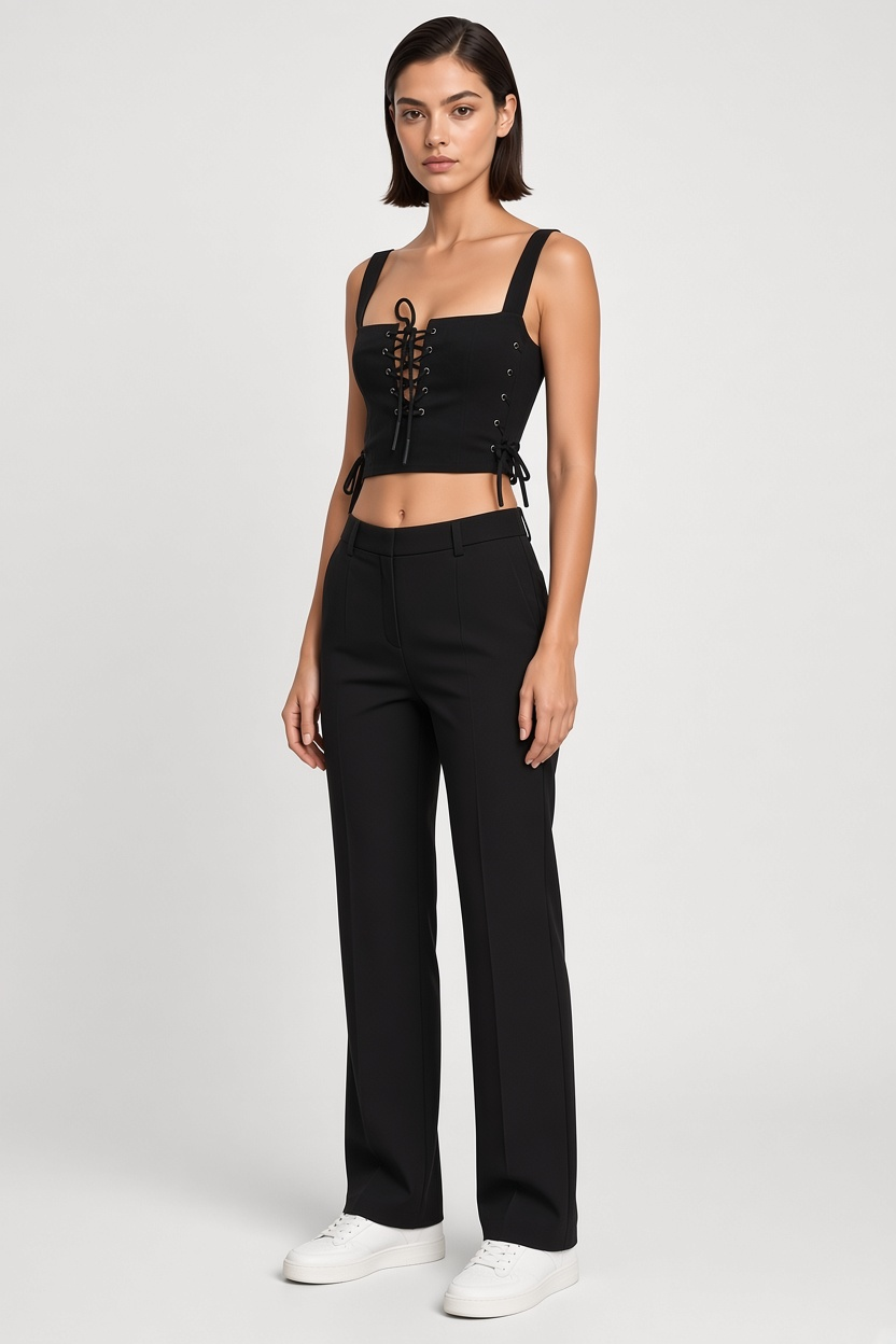 Defi Damen Crop Top Schwarz Größe XS/S