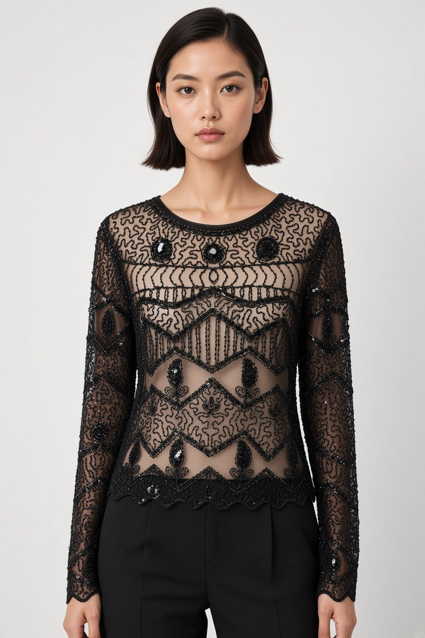 Drôle de Copine Damen Top Schwarz Größe M/L