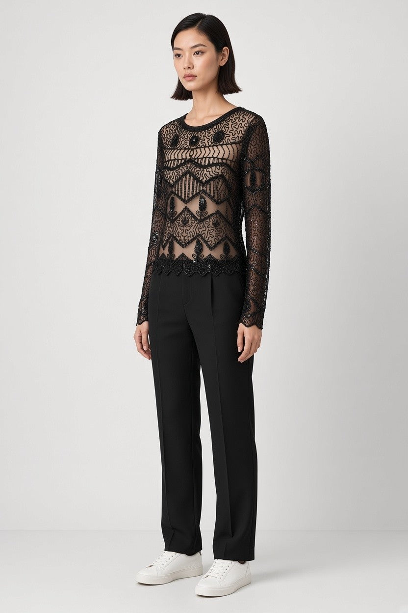 Drôle de Copine Damen Top Schwarz Größe M/L