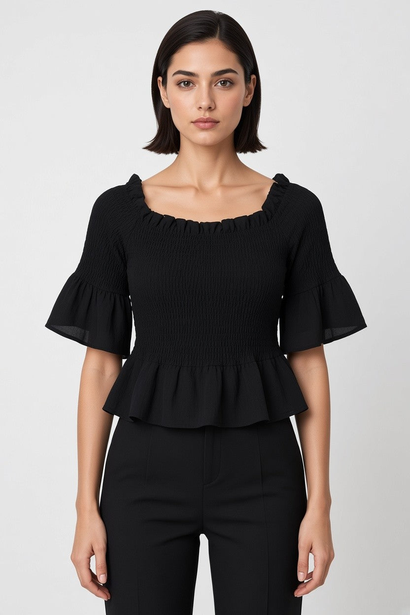 Gina Tricot Damen Top Schwarz Größe M