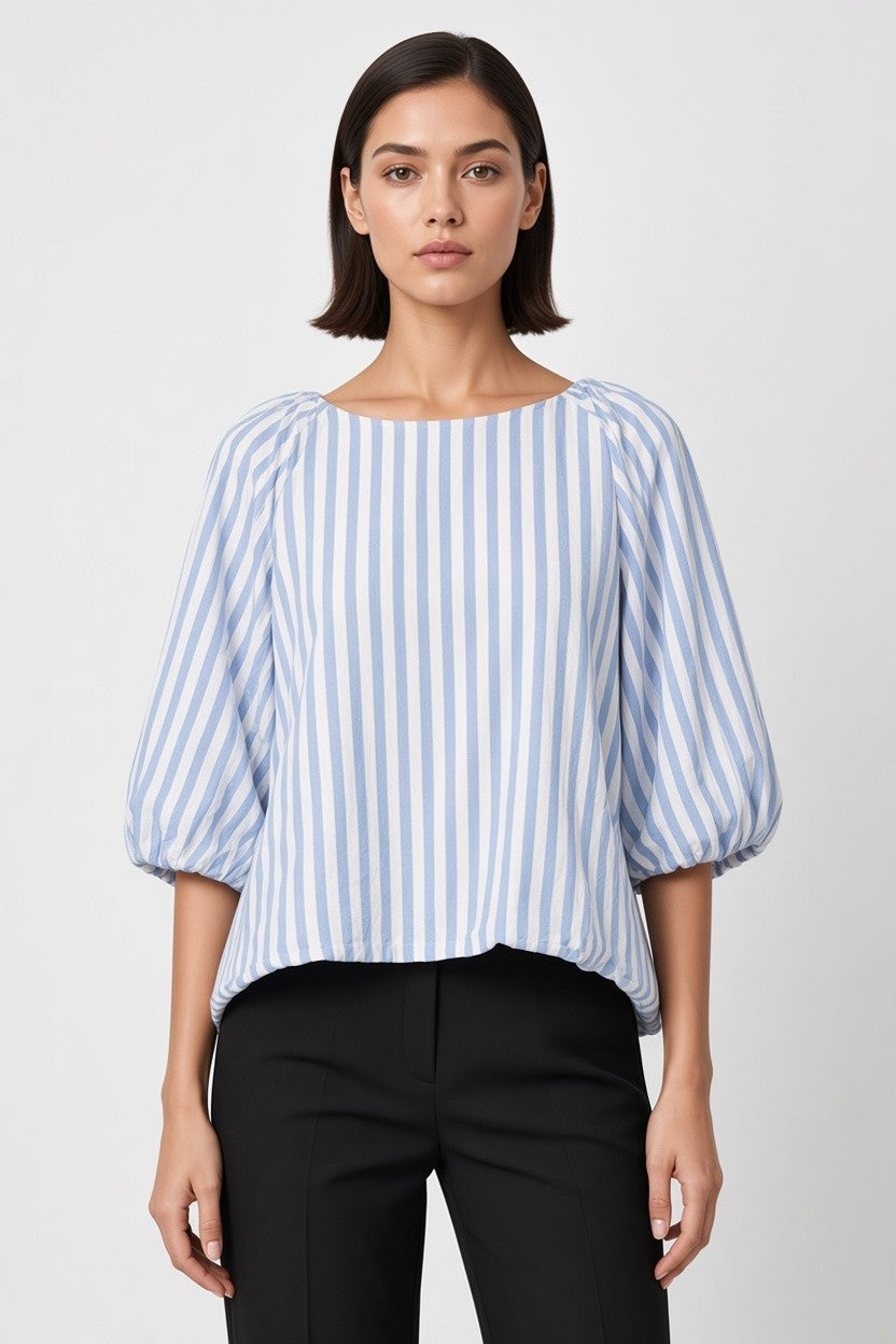 H&M Modern Classic Damen Top Blau Weiß Größe XXL
