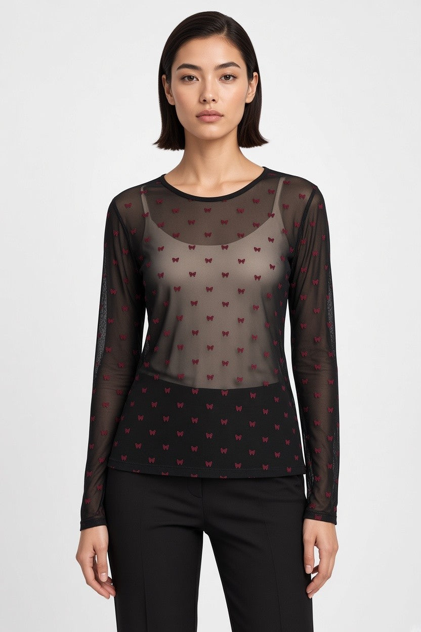 Liberté Essentiel Damen Top Schwarz Pink Größe L
