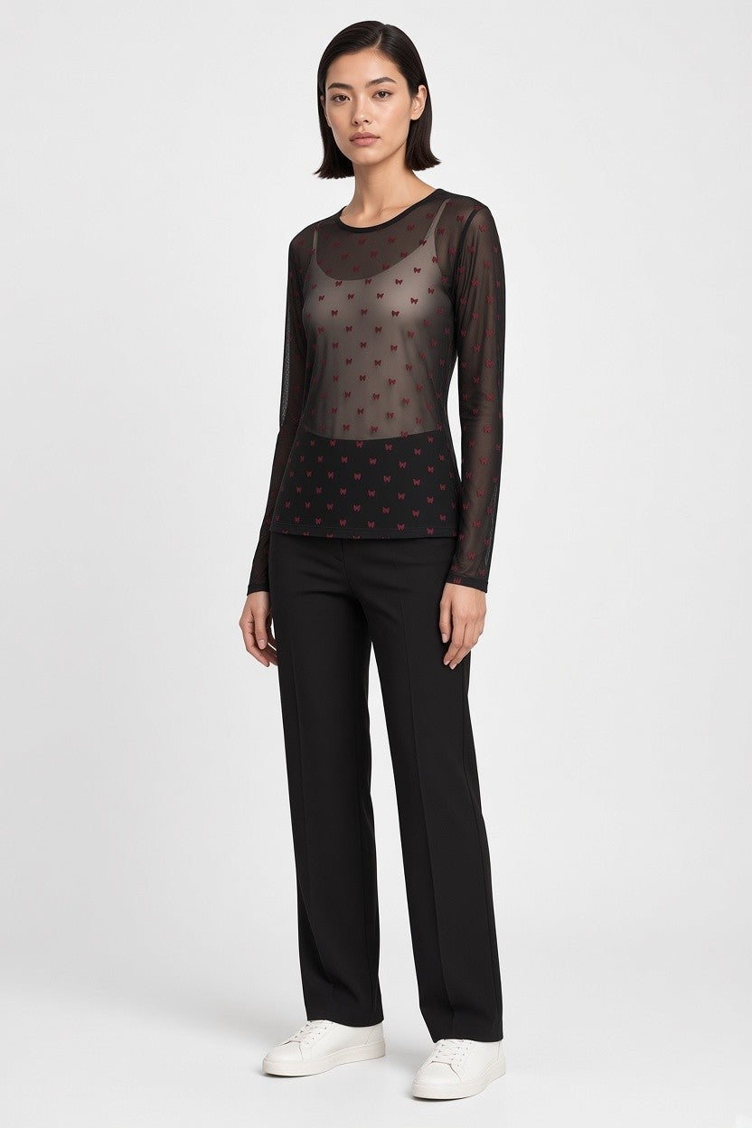 Liberté Essentiel Damen Top Schwarz Pink Größe L