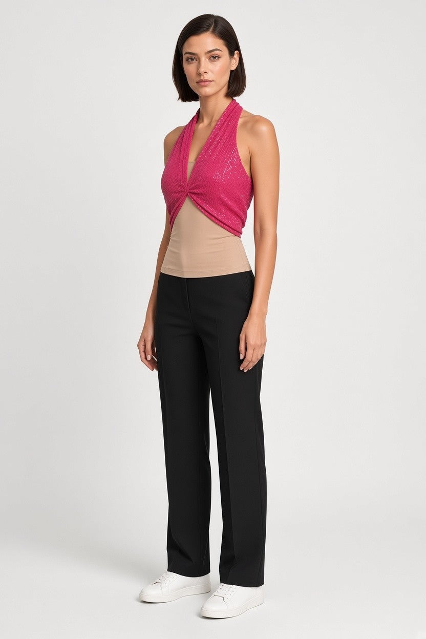 NA-KD Damen Neckholder Top Pink Größe S