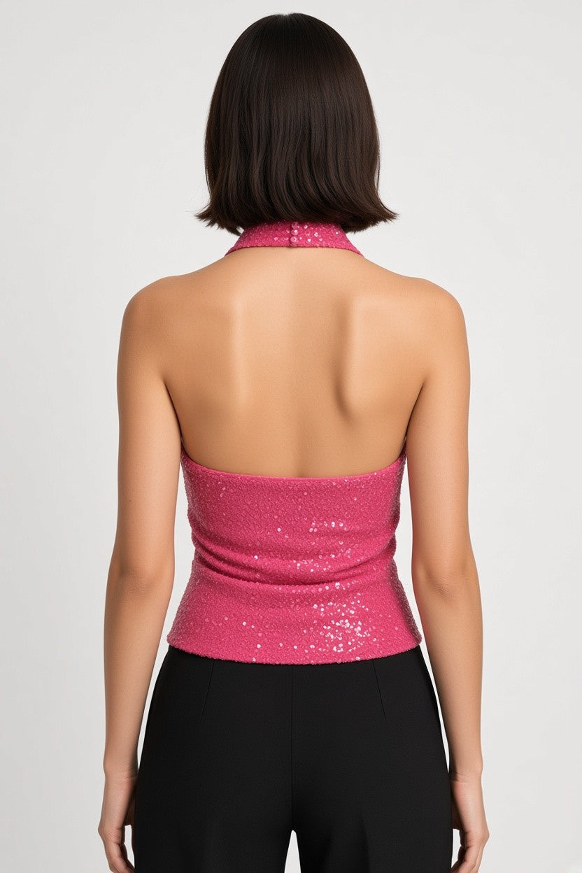 NA-KD Damen Neckholder Top Pink Größe S