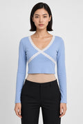 Subdued Damen Top Blau Weiß Größe S
