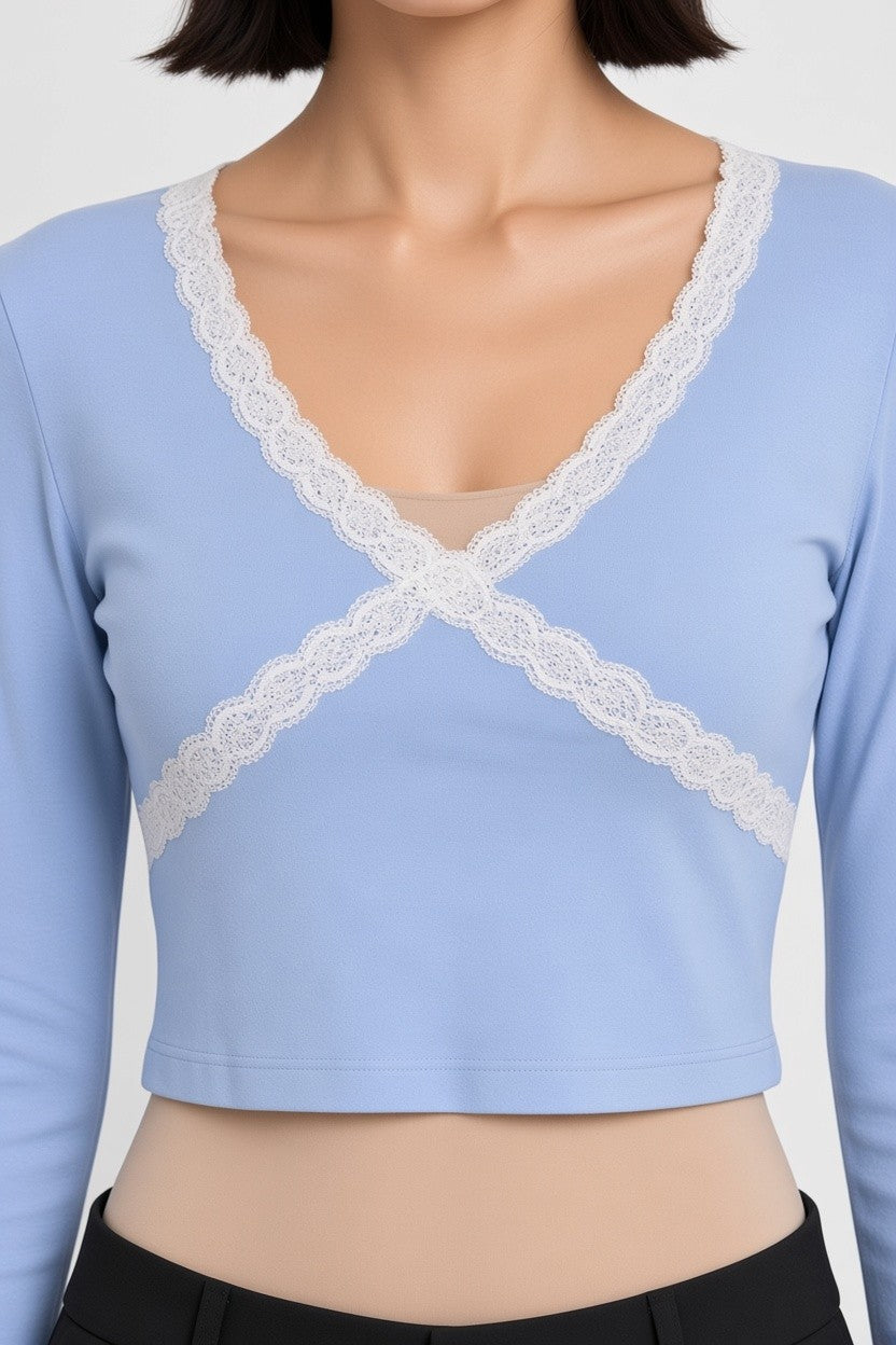 Subdued Damen Top Blau Weiß Größe S