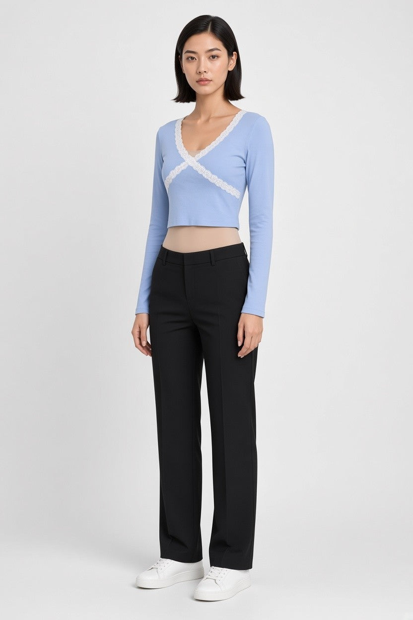 Subdued Damen Top Blau Weiß Größe S