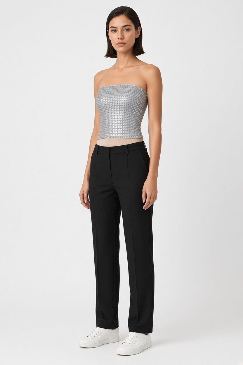Zara Damen Top Silber Größe M