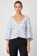 H&M Damen Top Blau Weiß Größe M
