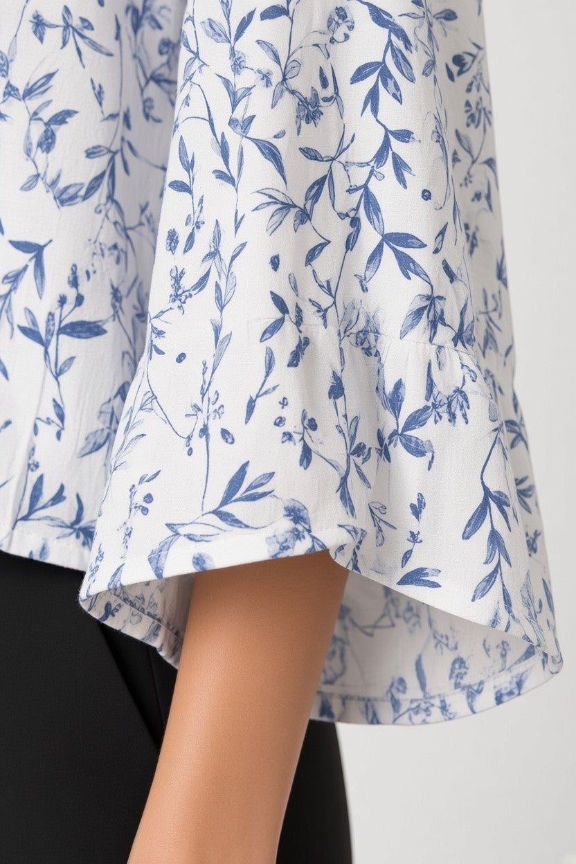 H&M Damen Top Blau Weiß Größe M
