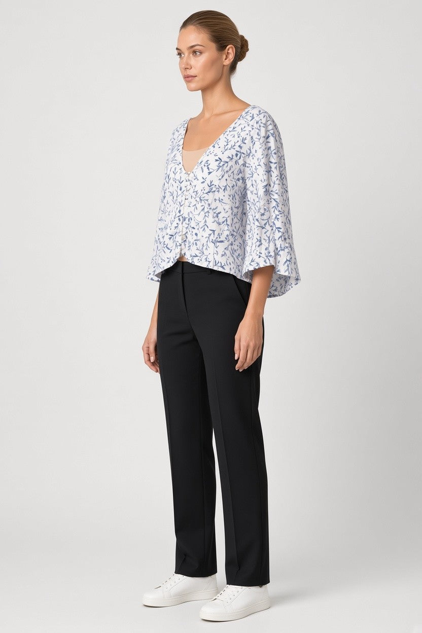 H&M Damen Top Blau Weiß Größe M