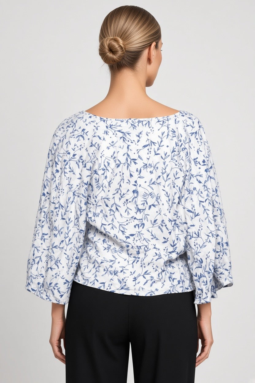 H&M Damen Top Blau Weiß Größe M
