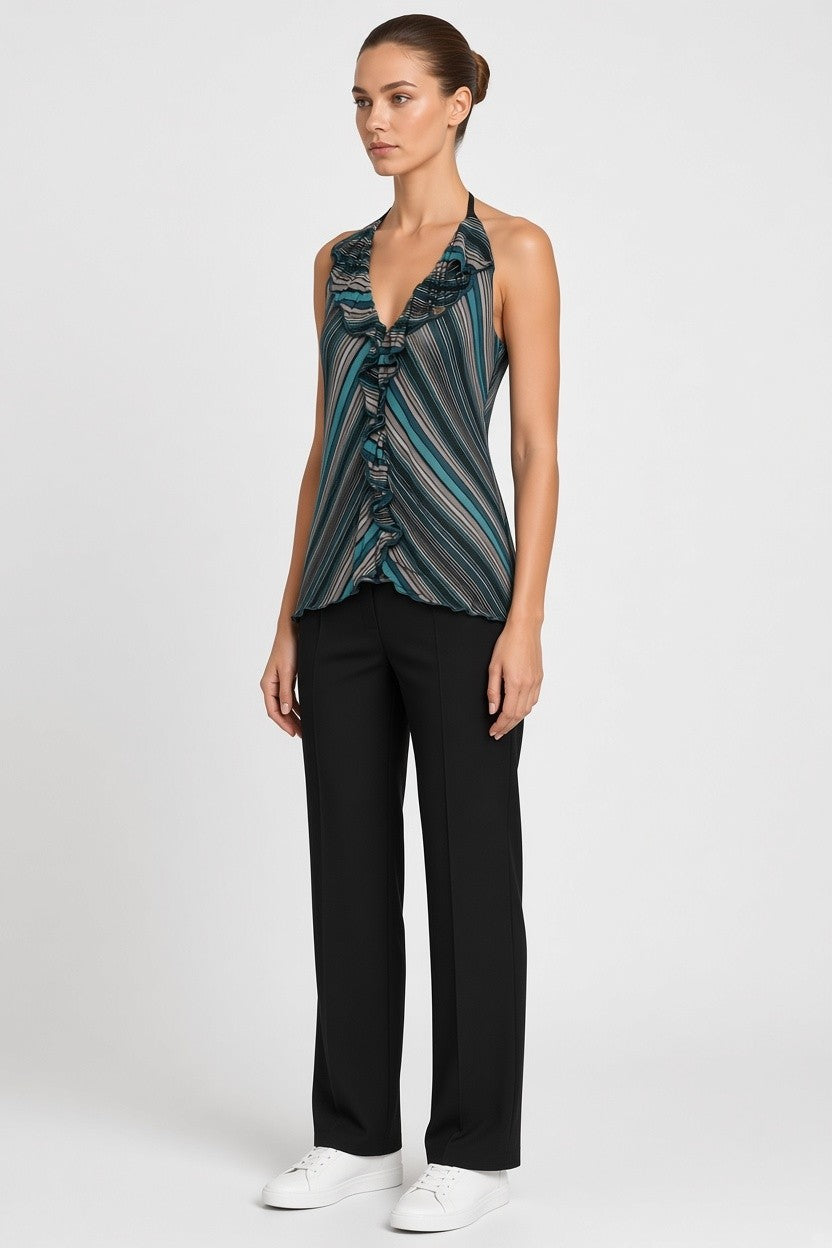 Miss Sixty Collection Damen Top Blau Schwarz Größe M