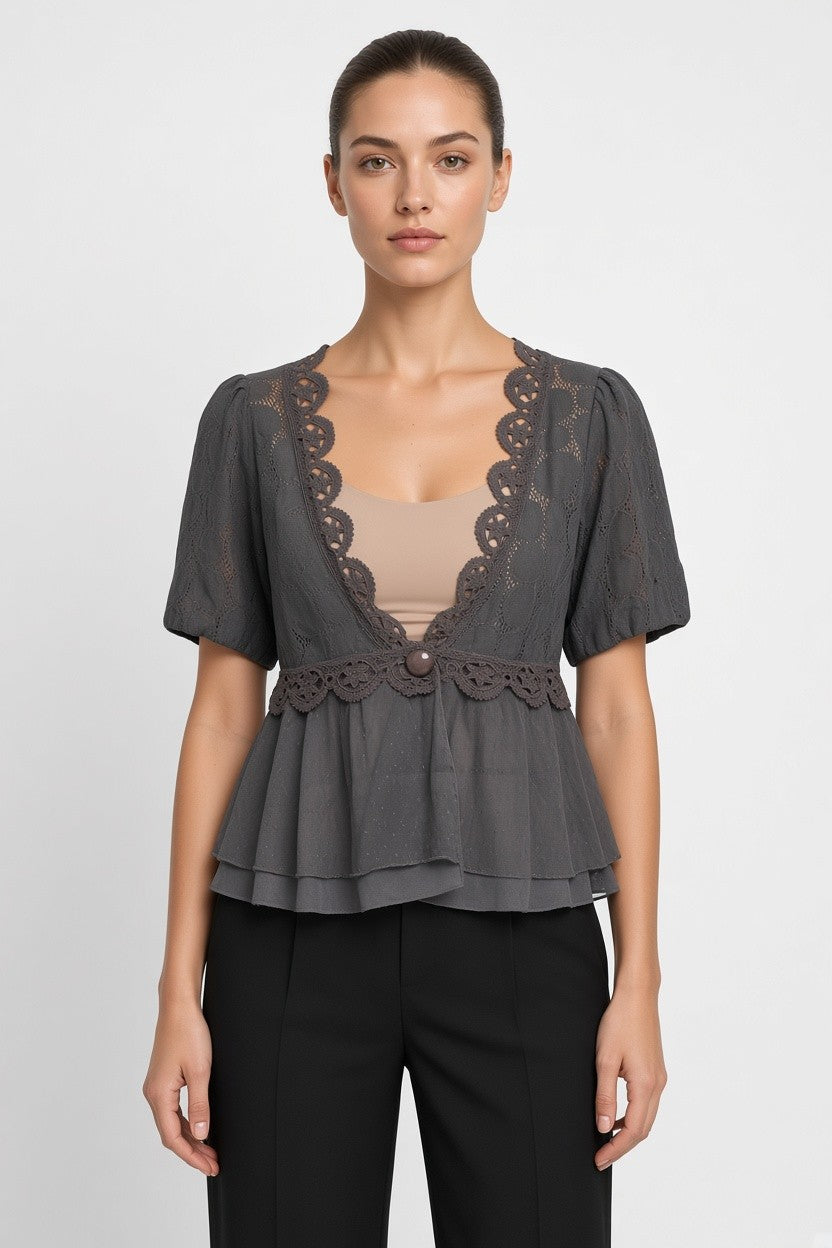 VILA Clothes Damen Top Grau Größe M
