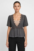 VILA Clothes Damen Top Grau Größe M