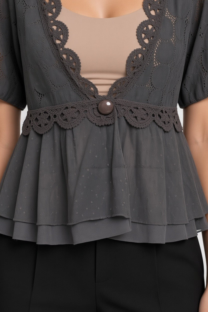 VILA Clothes Damen Top Grau Größe M