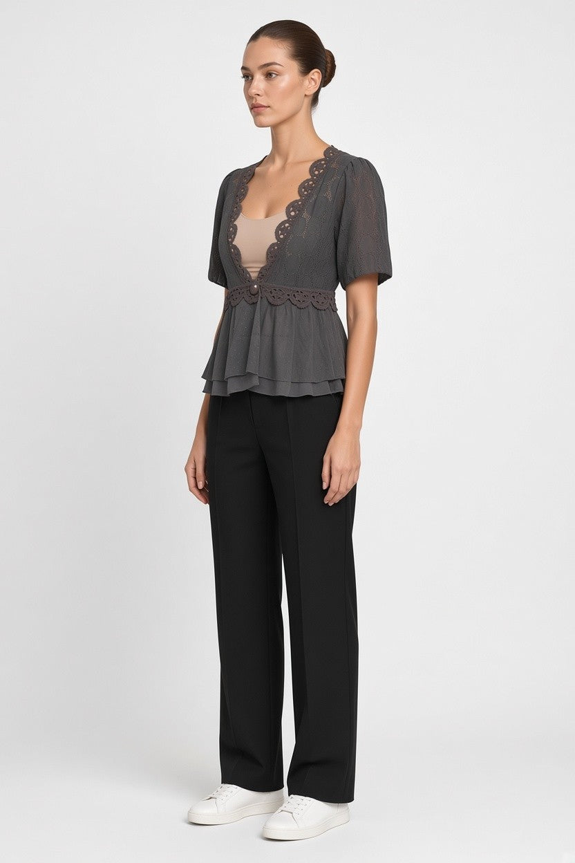 VILA Clothes Damen Top Grau Größe M
