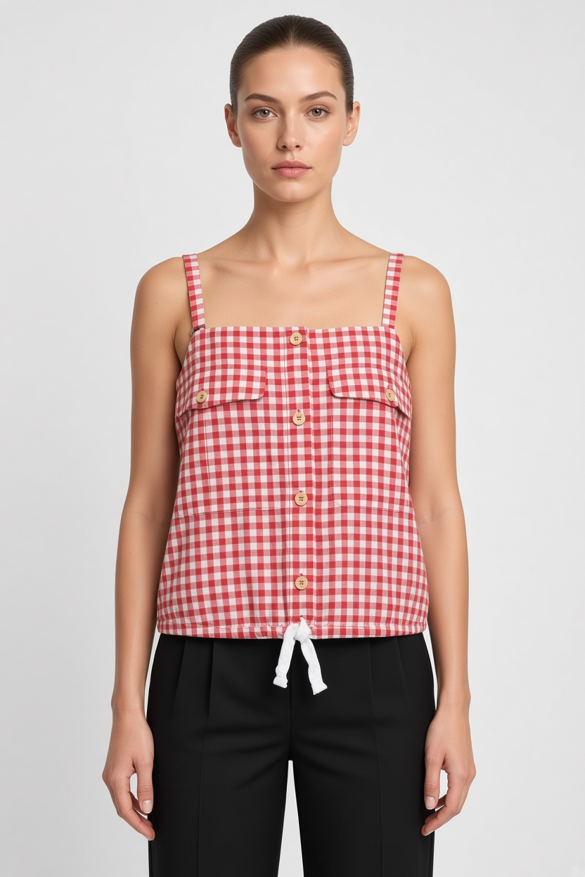 Yargici Damen Top Rot Weiß Größe L