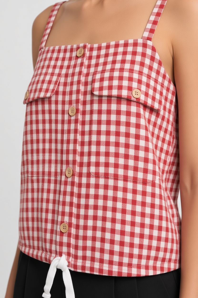 Yargici Damen Top Rot Weiß Größe L