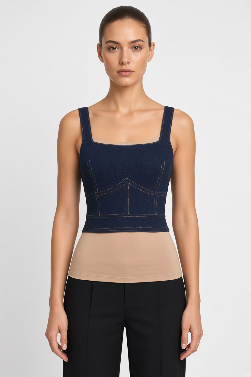 Zara Damen Crop Top Blau Größe M