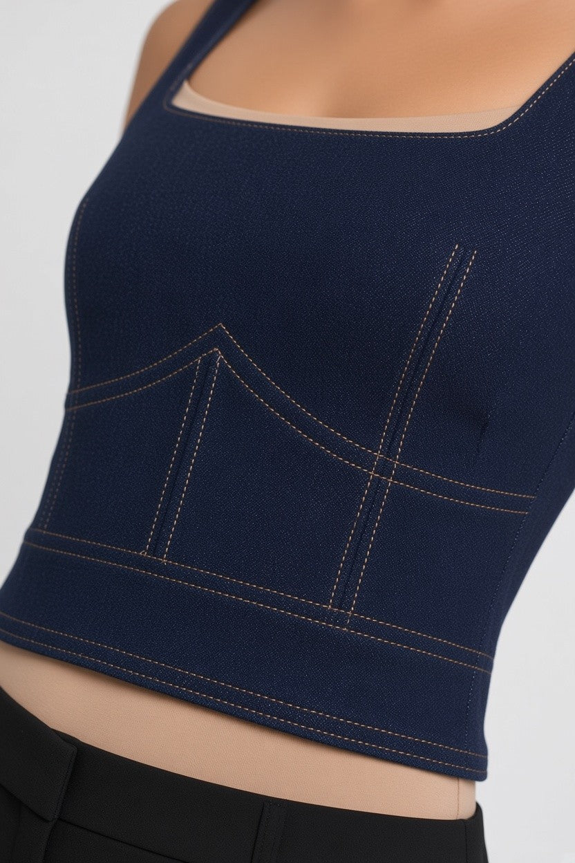 Zara Damen Crop Top Blau Größe M