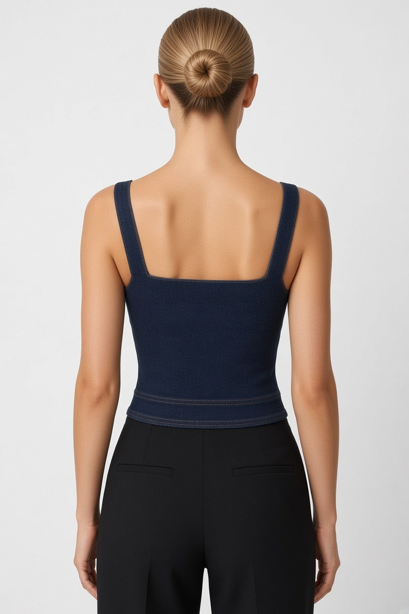 Zara Damen Crop Top Blau Größe M