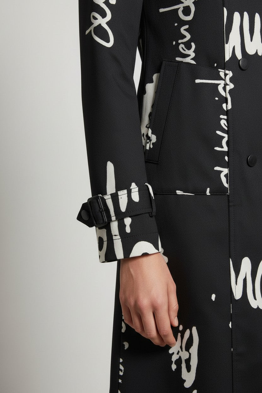 Desigual Damen Mantel Schwarz Weiß Größe M