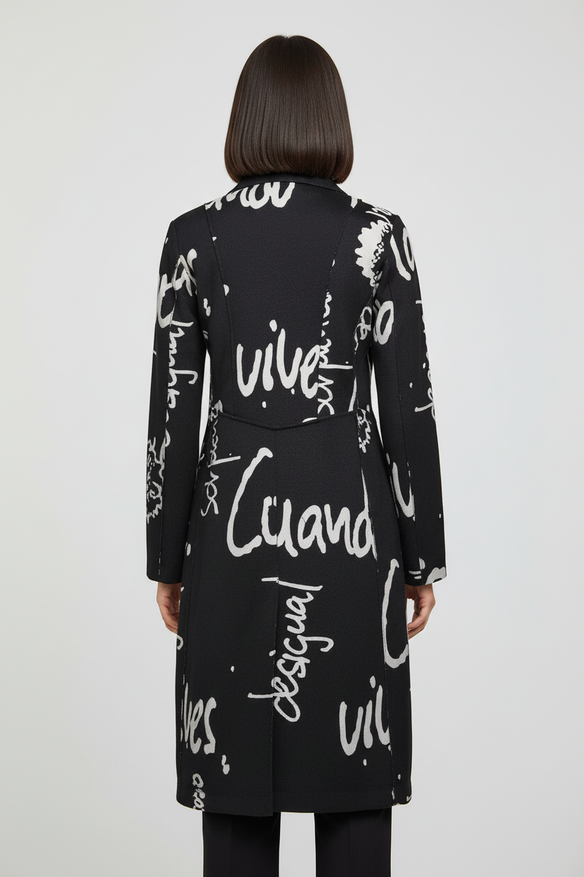 Desigual Damen Mantel Schwarz Weiß Größe M