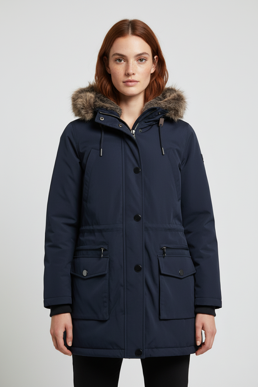 Tommy Hilfiger Damen Parka Blau/Rot Größe S