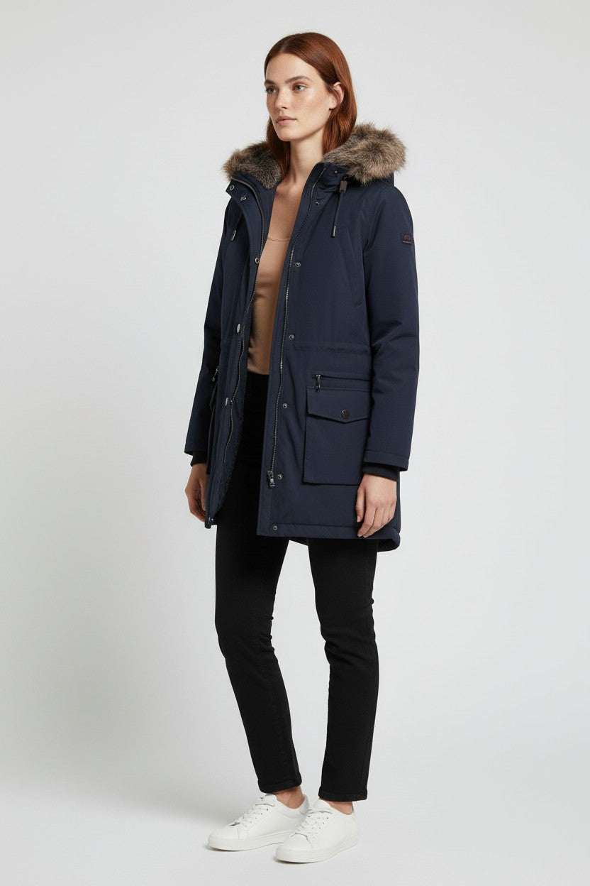 Tommy Hilfiger Damen Parka Blau/Rot Größe S