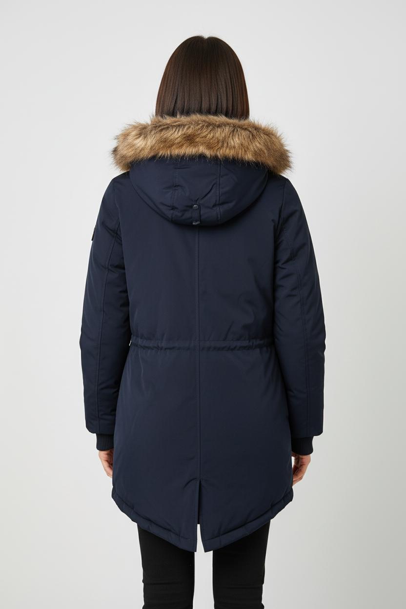 Tommy Hilfiger Damen Parka Blau/Rot Größe S